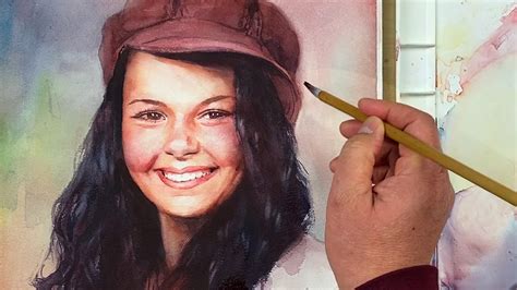 Watercolor Of A Smiling Girl Portrait Painting Step By Step Youtube