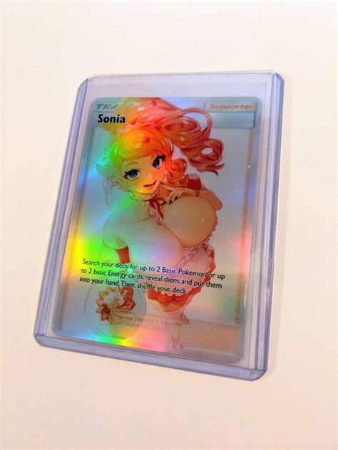 Full Art Holographic Pokemon Orica Custom Waifu Card Sonia Etsy