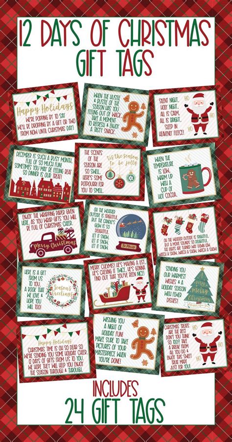 12 Days Of Christmas T Tags Printable 12 Days Of Etsy Christmas