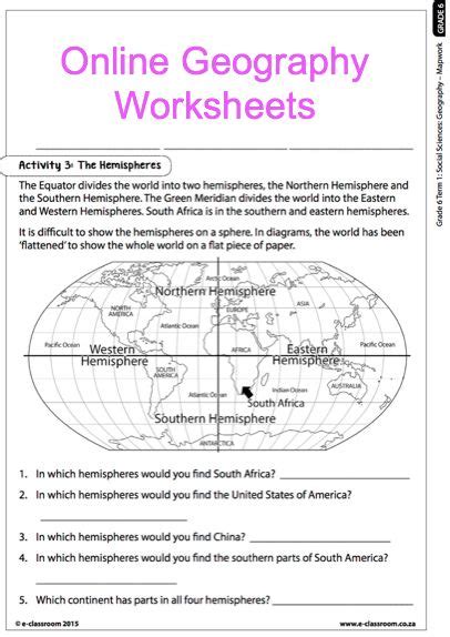 Geography Worksheets 6th Grade