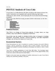 Coca Cola Docx Coca Cola PESTLE Analysis Of Coca Cola Coca Cola Is A Multinational Soft Drink