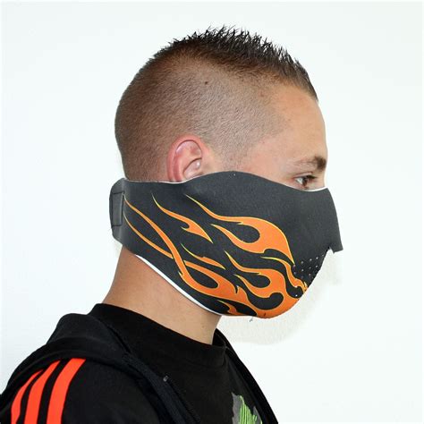 Biker Mask Half Face Orange Flames Bikmaskoraflam Mask Rigeshop
