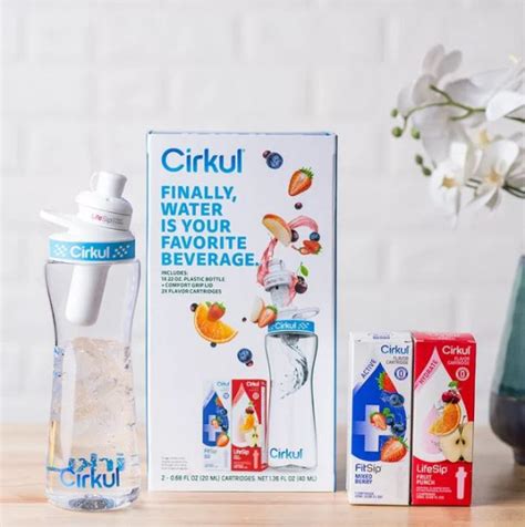 Cirkul 22oz Plastic Water Bottle Starter Kit With Blue Lid And 2 Flavor