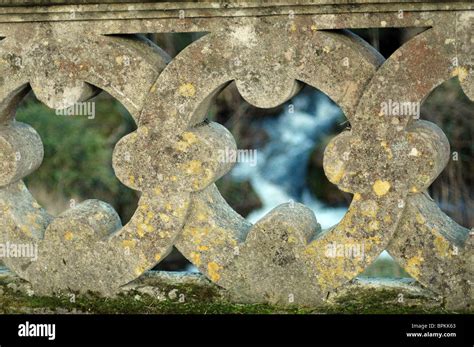 Close Up Of A Decorative Stone Parapet Belonging To A Bridge Stock