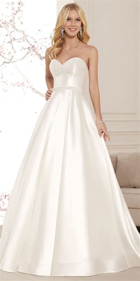 Simple Satin Sweetheart Neckline Natural Waistline A Line Wedding Dress