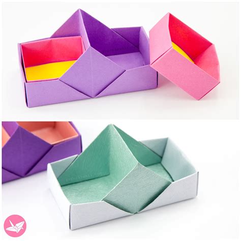 Two Sectioned Origami Tray Box Tutorial Origami Design Origami Diy