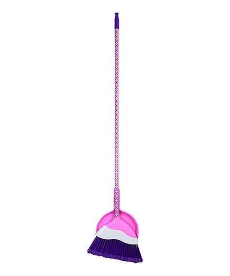 Tango Fuchsia Diamond Dot Wave Broom And Dustpan Set Broom And Dustpan