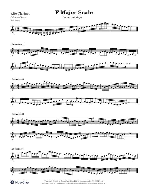 Concert Ab Major Scale Exercises Advanced For Alto Clarinet Sheet Music