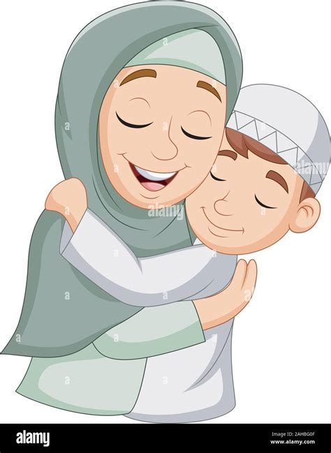 Muslim Mother Hugging Her Son Stock Vector Image And Art Alamy