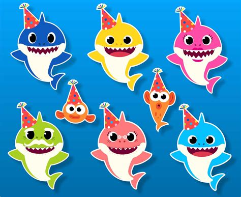 Baby Shark Party Hats SVG Bundle Baby Shark PNG Clipart Etsy