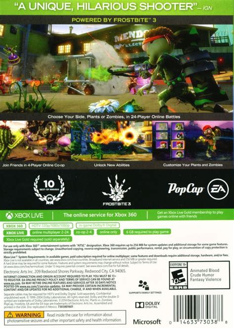 Plants Vs Zombies Garden Warfare 2014 Xbox 360 Box Cover Art