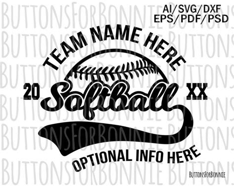 Softball Svg Vector Emblem Logo Template Softball Team Etsy Logo