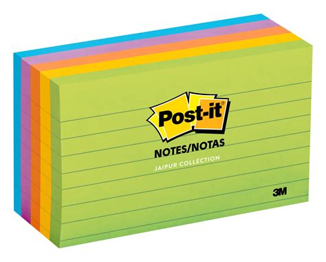 Post It Sticky Lined Notes 3 X 5 Jaipur Color Collection 5 Pads