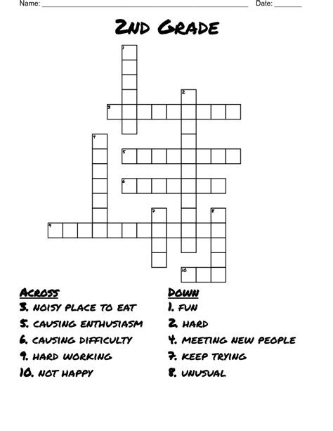 Crossword For Grade 2