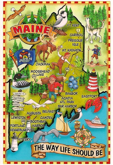 Maine Map Card Sent Via Postcrossing Maine Map Maine Travel