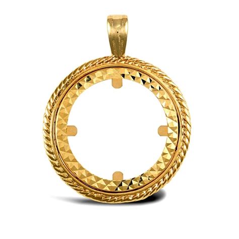 Solid Ct Yellow Gold Rope Edge Frame Half Sovereign Coin Mount Pendant