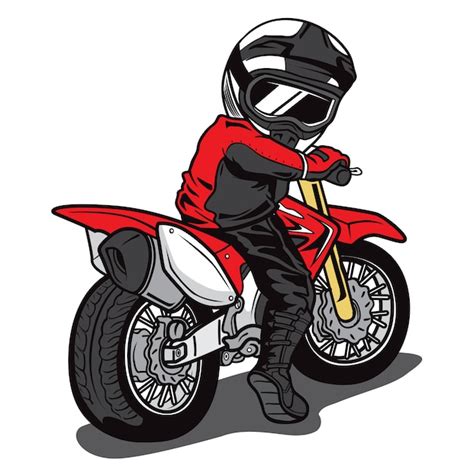 Vecteur De Dessin Animé De Motocross Rider Vecteur Premium