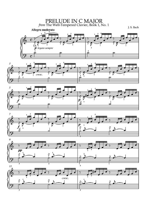 Bach Prelude In C Major Free Sheet Music