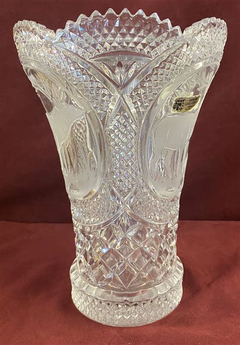 Large Vintage 9 12 Hand Cut Lead Crystal Glass Vase Etsy