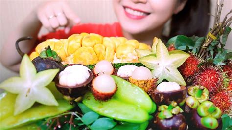 Asmr Exotic Fruit Platter Crunchy Eating Sounds No Talking Linh