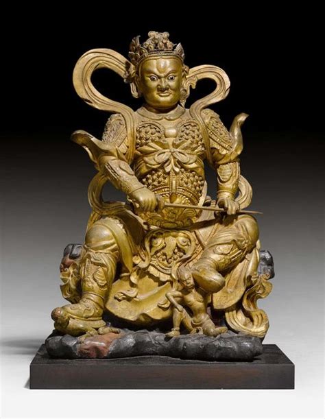 A Lacquer Gilt Wood Sculpture Of The King Of The South China Th C