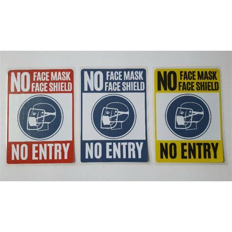 No Face Mask No Face Shield No Entry Signage Laminated A4 Shopee