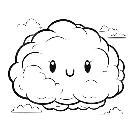Cute Kawaii Cloud Coloring Pages Outline Sketch Drawing Vector Cute