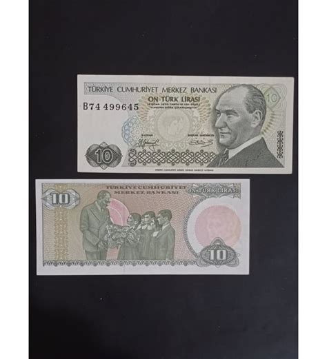 B Serisi 7 Emisyon 10 Türk Lirası Eski Koleksiyon Kağıt Para Para