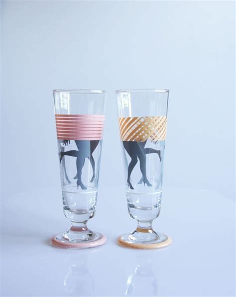 1980 Funky Disco Drinking Glasses Groovy Woman Legs Glasses