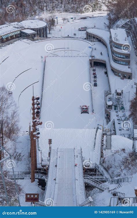 Ski Jump Stadium Covered With Snow In Winter Season Stock Image Image