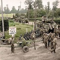 British Sherman tanks and 6-pdr anti-tank guns of the 11th Armoured ...