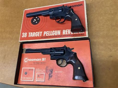 2x Crosman Model 38t 6 Shot 22 Cal Pellet Co2 Powered Revolver 300