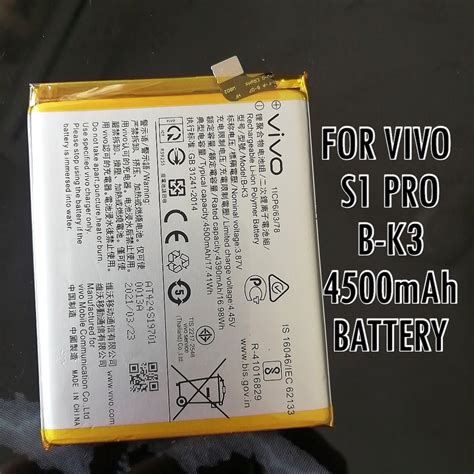For Vivo S1 Pro Original B K3 4500mah Battery Shopee Malaysia