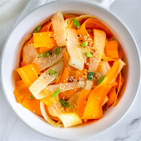 Daikon Carrot Salad With Sesame Ginger Dressing Babaganosh