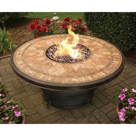 Fire pits create a rustic, relaxed focal point for your backyard. Agio Balmoral Porcelain Propane Fire Pit Table #Fire #Fire ...