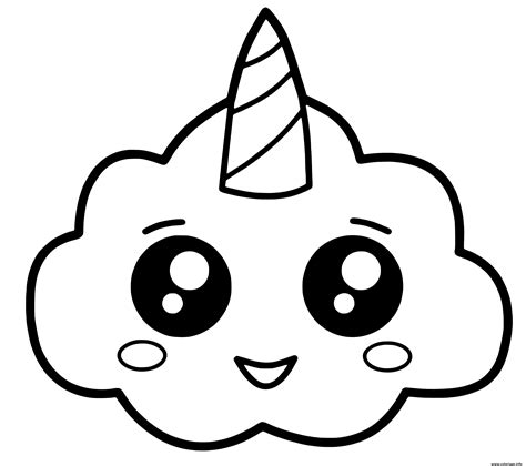 Coloriage Nuage Licorne Kawaii JeColorie Com