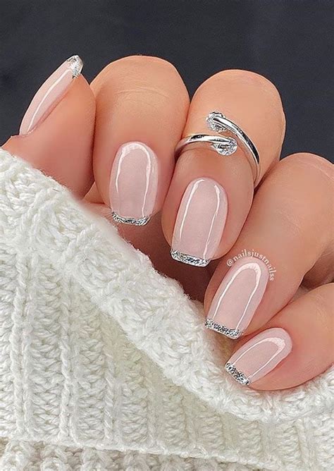 Way To Wear Stylish Nails Silver Glitter French Nails Unhas