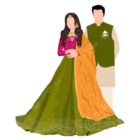 Wedding Indian Mehendi Couple For Ceremony Girl Wearing Multi Colour