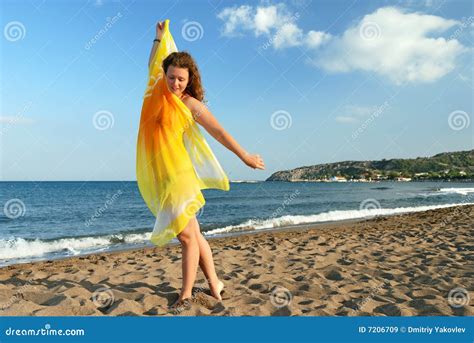 Nice Girl Relaxing On Beach Royalty Free Stock Images Image 7206709