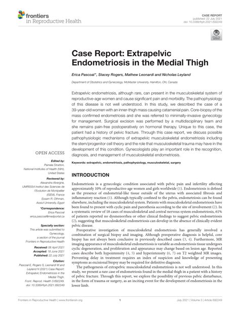 Pdf Case Report Extrapelvic Endometriosis In The Medial Thigh