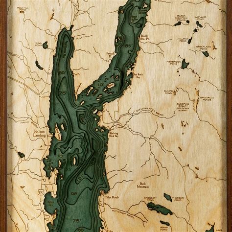 Lake George Wood Map 3d Nautical Topographic Chart Framed Art