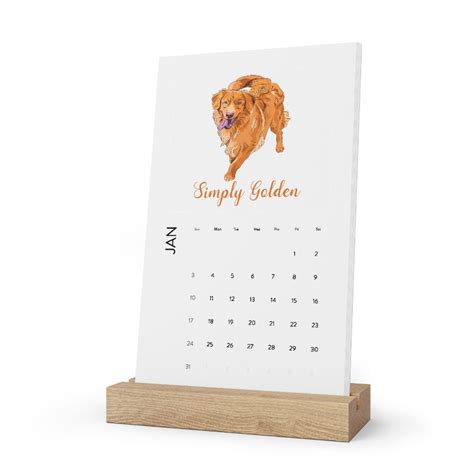 Golden Retriever Desk Calendar 2025

