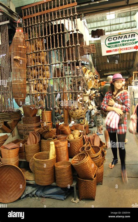 Wood Craft Shop At Chatuchak Weekend Market In Bangkok Stock Photo Alamy