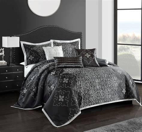 Lanco Willie Damask 7 Piece Comforter Set Charcoal Queen Fill