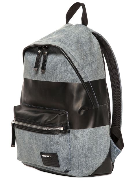 Lyst Diesel Denim Backpack With Coated Stripe In Gray For Men