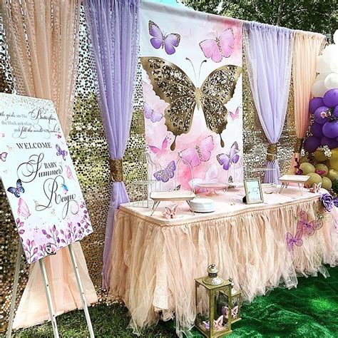 1 Butterfly Baby Shower Backdrop Step And Repeat Designed Printed