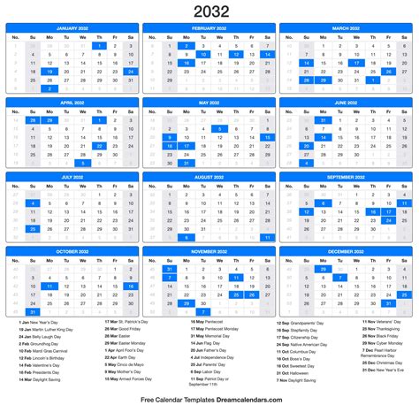 2032 Calendar