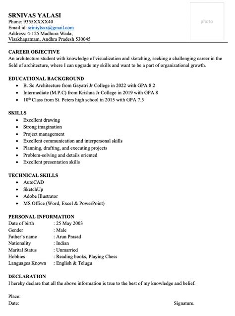 Architect Resume Templates In Word Format Free Download