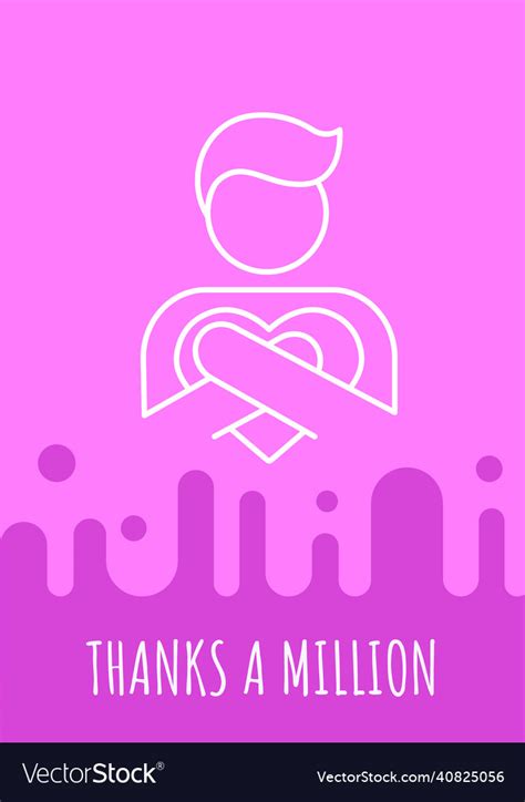 Thank You Million Times Postcard With Linear Vector Image
