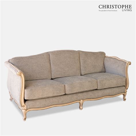 Hamptons Style French Sofa Linen With Gold Christophe Living